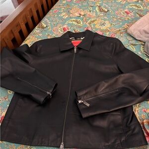 Isaac Mizrahi Women's Black Leather moto jacket